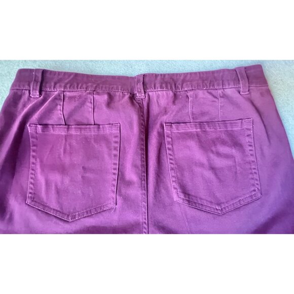 Woman Within Burgundy Brushed Denim Pants 16W  Stretch Cotton Blend  Pockets - Picture 3 of 10